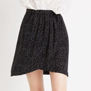 Madewell Silk Faux Wrap Skirt in Dot Scatter XS